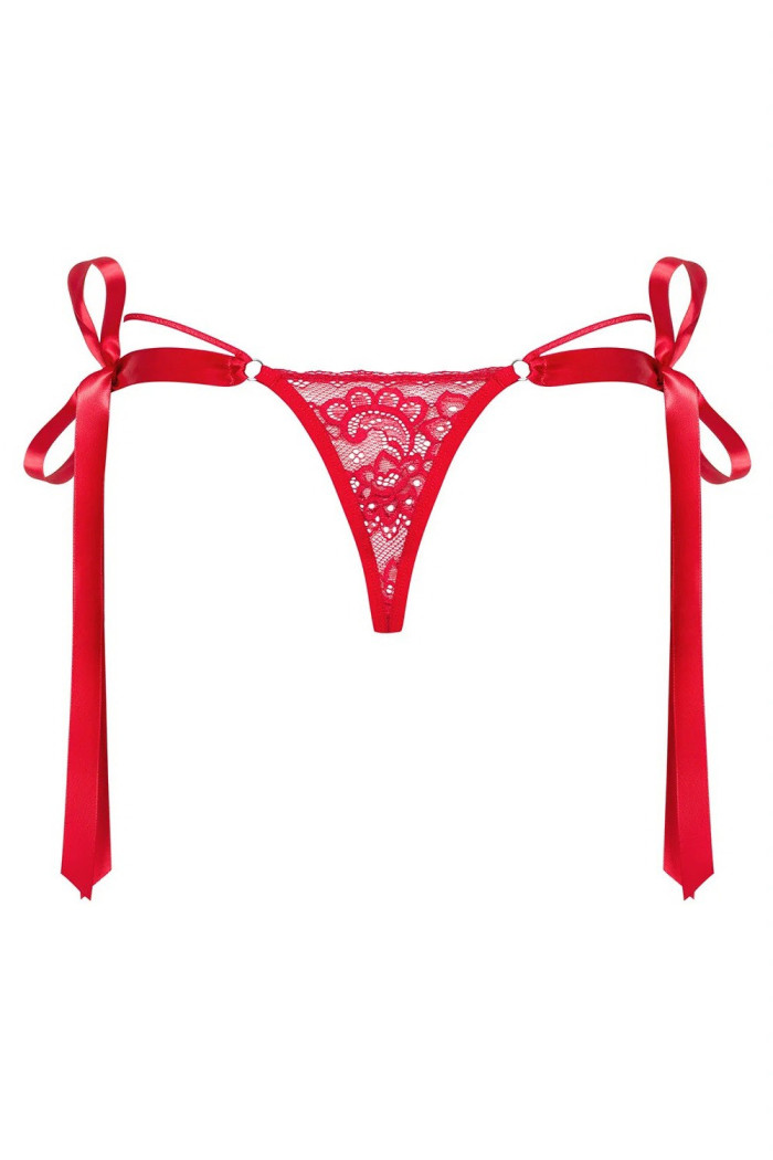 Стрінги мереживні з атласними стрічками Obsessive Lovlea