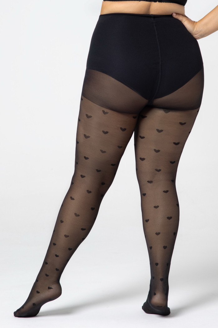 Колготки великого розміру з принтом Серця Mona Queen of Hearts 30