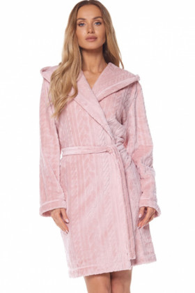 Женский теплый короткий халат с капюшоном L&L 2119 Wenus