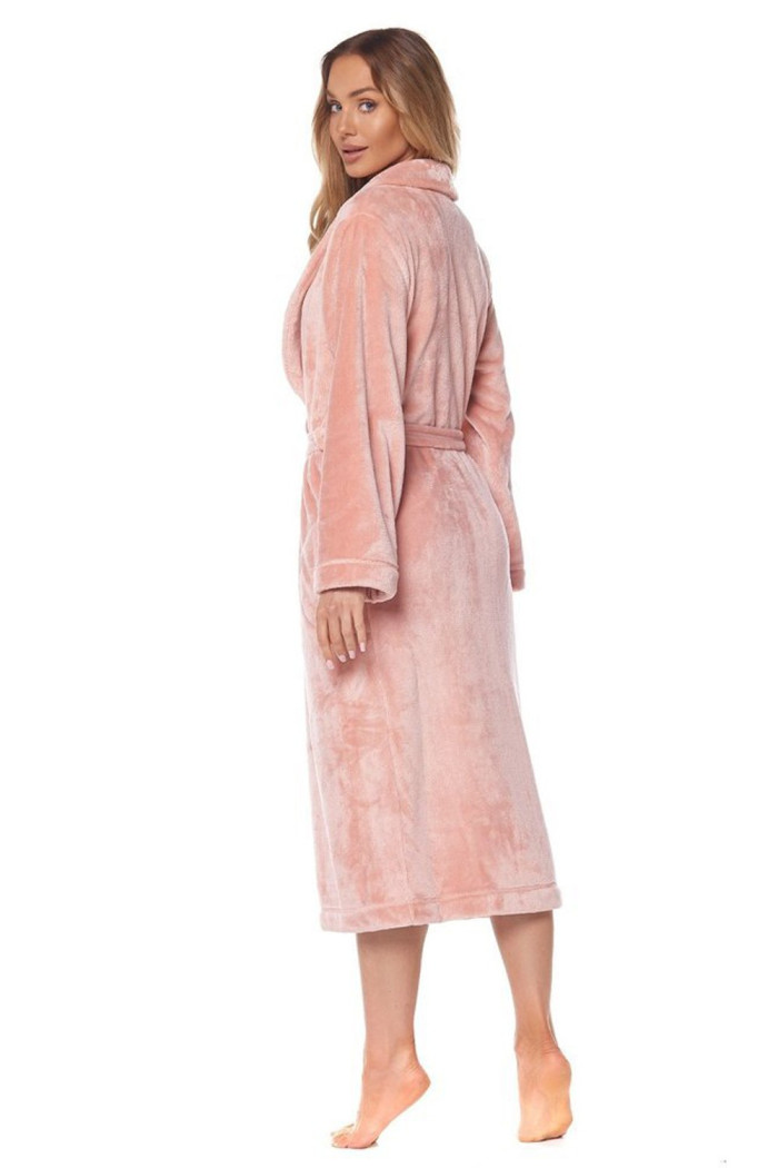 Жіночий довгий теплий халат L&L 2123 Flower Morel