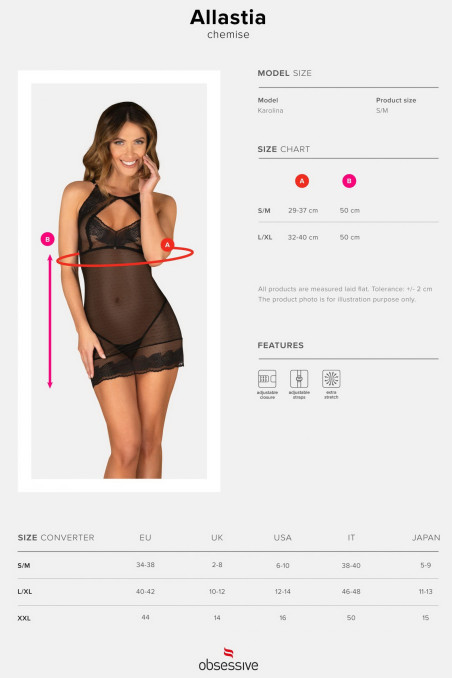 Облягаюча сорочка з трусиками Obsessive Allastia chemise