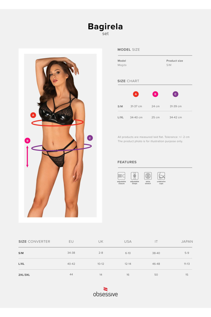 Комплект білизни з латексом Obsessive Bagirela set