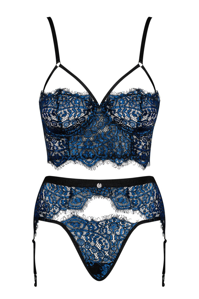 Комплект мереживним з поясом для панчіх Obsessive Yassmyne set