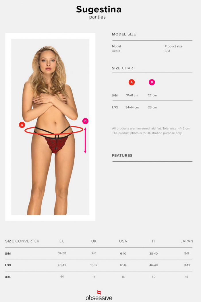 Трусики-бразилиана кружевные Obsessive Sugestina