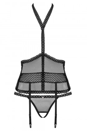 Комплект с открытым бюстом и трусиками Obsessive Strapelie corset