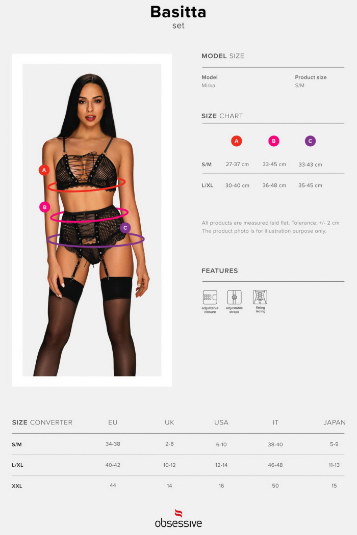 Комплект с широким поясом Obsessive Basitta set