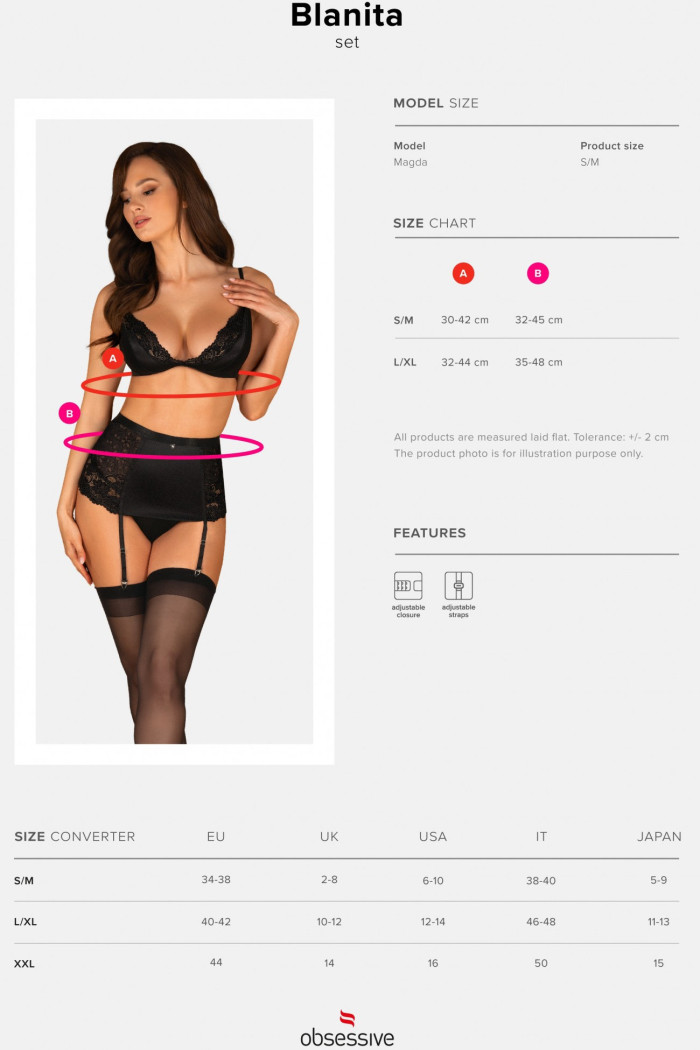 Комплект с широким поясом Obsessive Blanita garter belt