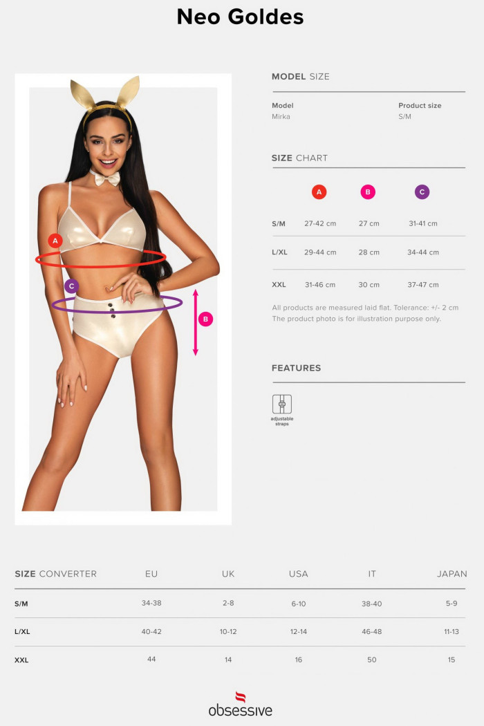 Костюм ігровий із латекса "Зайка" Obsessive Neo Goldes