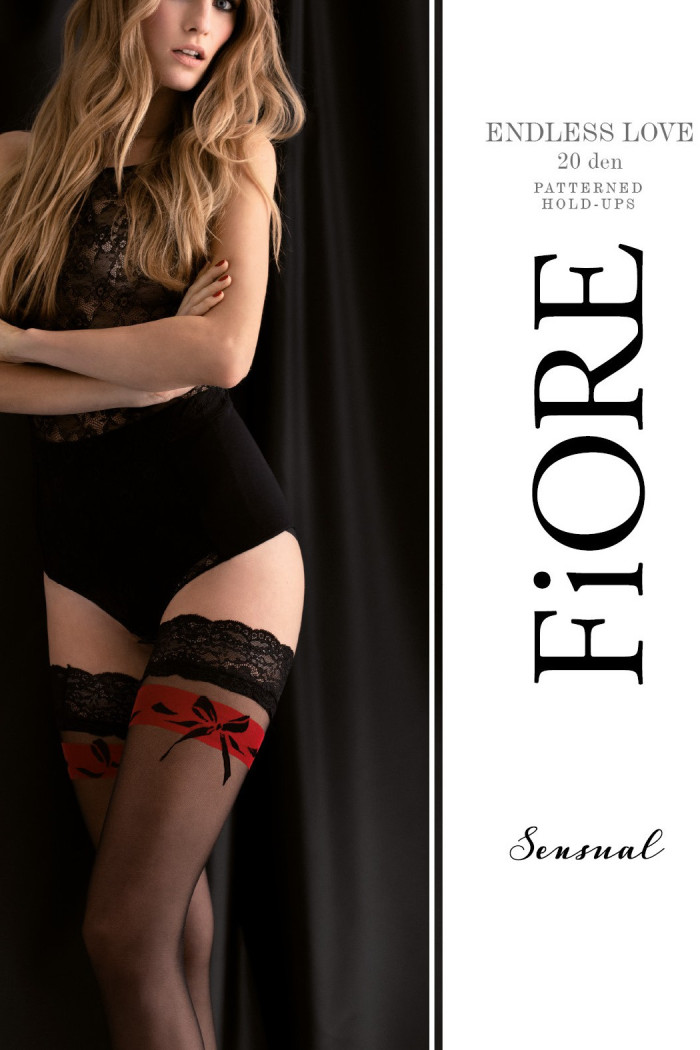 Панчохи з коронкою з принтом Fiore ENDLESS LOVE 20d