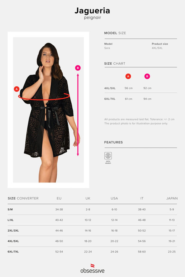 Халатик-пеньюар великого розміру Obsessive Jagueria