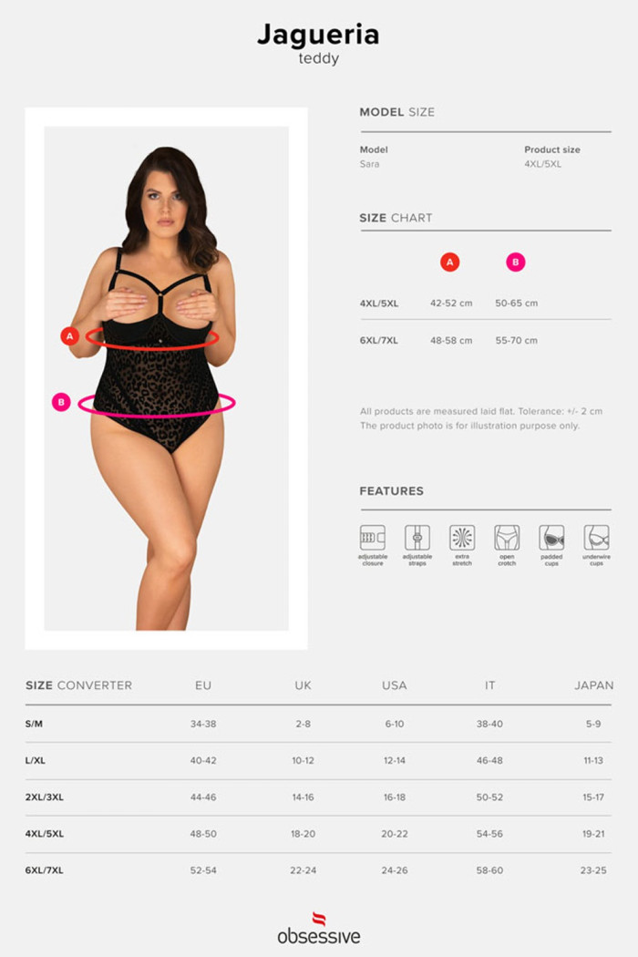 Боді великого розміру з доступом Obsessive Jagueria