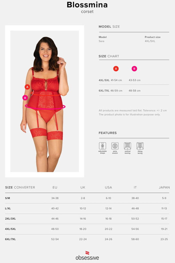 Корсет большого размера Obsessive Blossmina