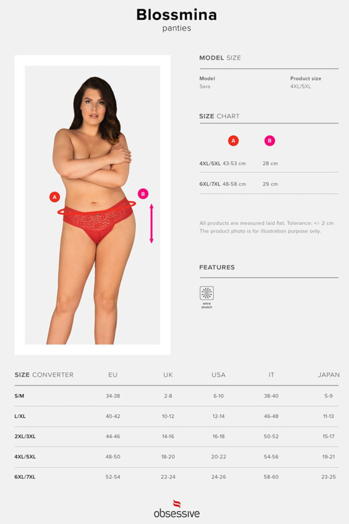 Високі трусики великого розміру Obsessive Blossmina