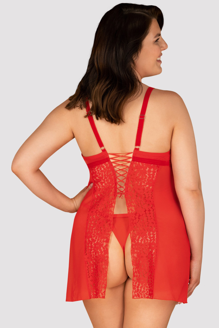 Сорочка большого размера с трусиками Obsessive Blossmina