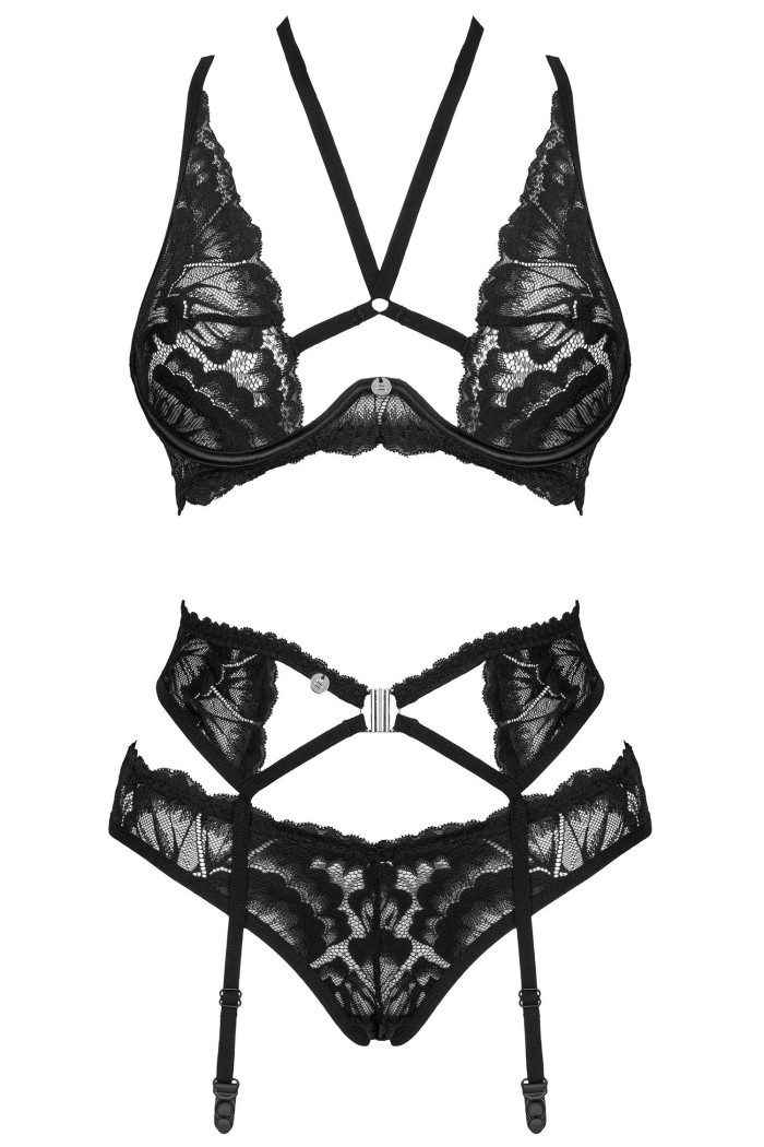 Комплект білизни мереживний з поясом Obsessive Alessya set