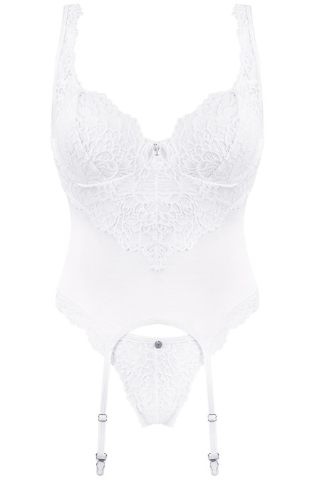 Розкішний корсет з трусиками Obsessive Amor Blanco corset