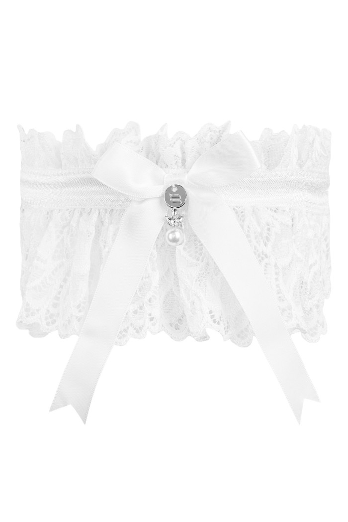 Підв'язка на ногу з бантиком Obsessive Amor Blanco