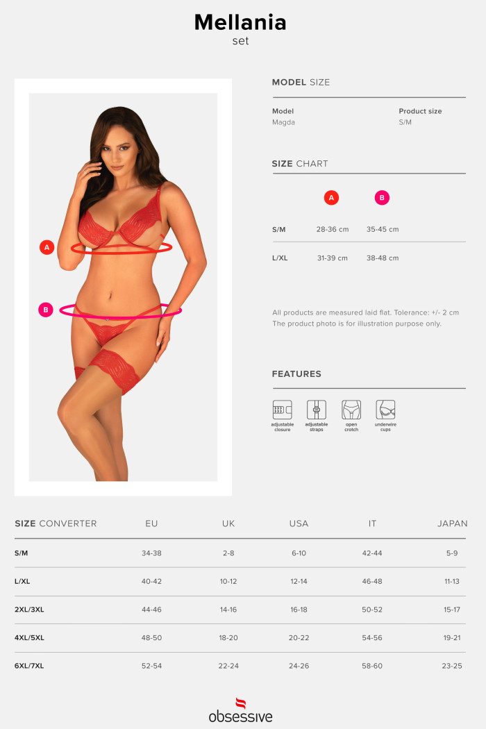 Комплект з відкритим бюстом Obsessive Mellania set