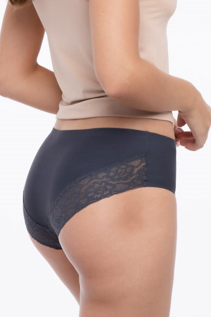 Трусики безшовні з мереживом Julimex Cheekie GRAFIT