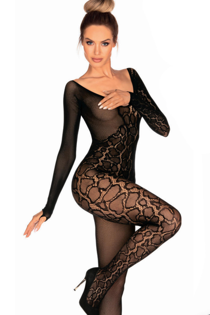 Комбинезон-сетка с вырезом Obsessive G326