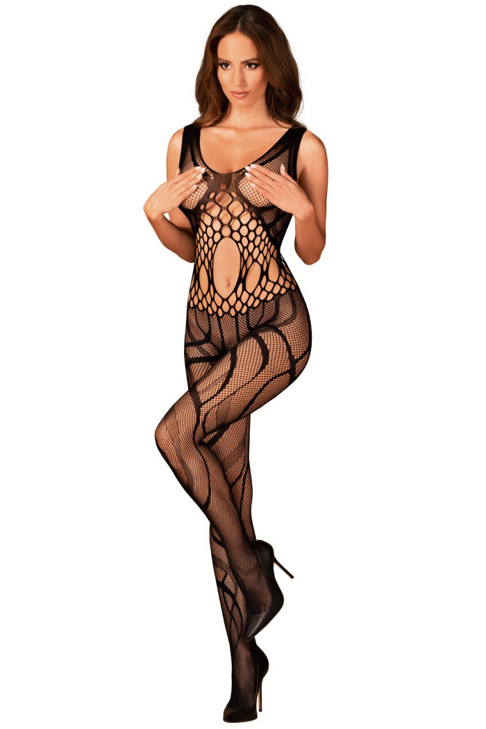 Комбинезон-сетка с вырезом Obsessive G328
