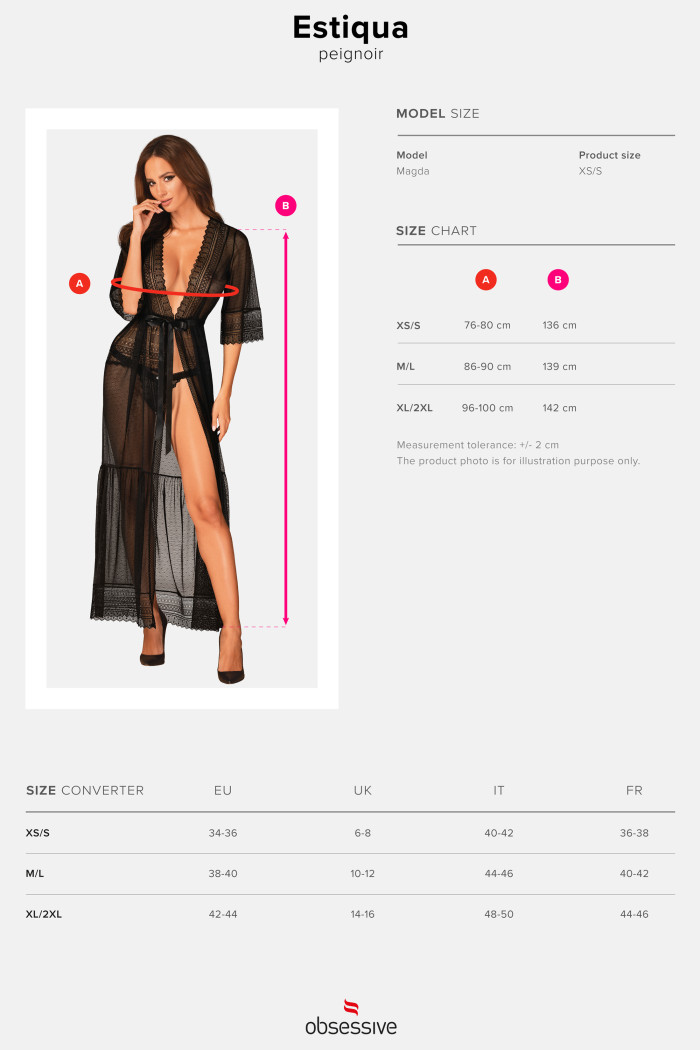 Халатик прозорий довгий Obsessive Estiqua peignoir