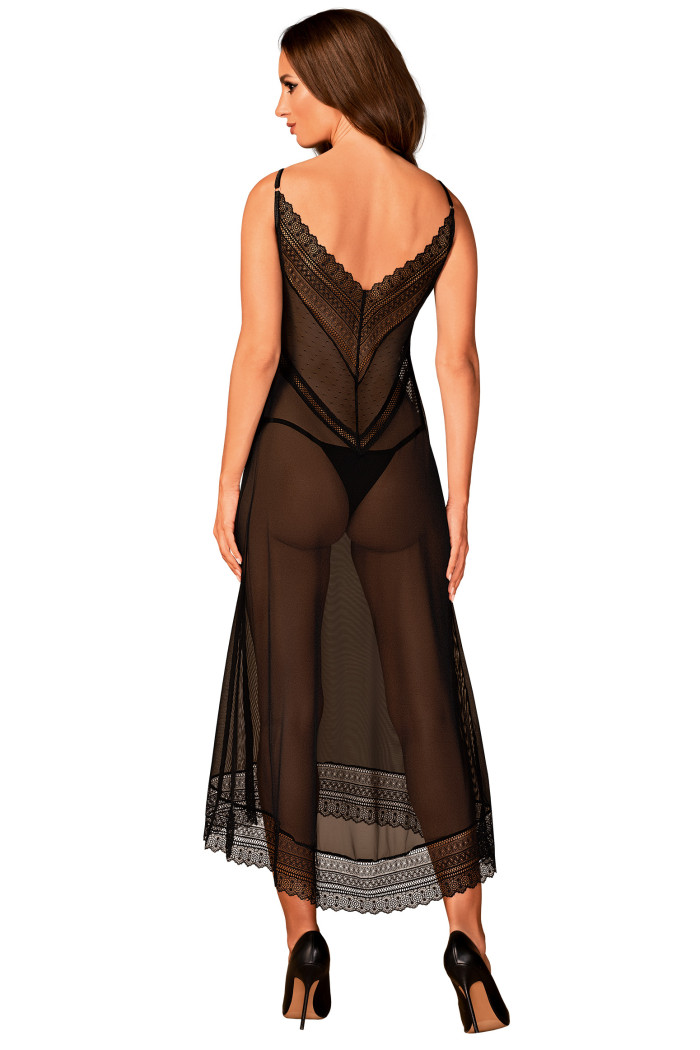 Комбинация прозрачная длинная Obsessive Estiqua chemise