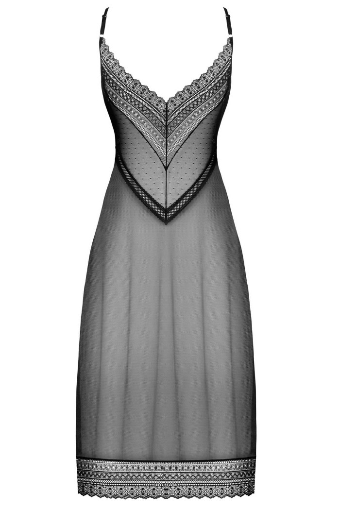 Комбинация прозрачная длинная Obsessive Estiqua chemise