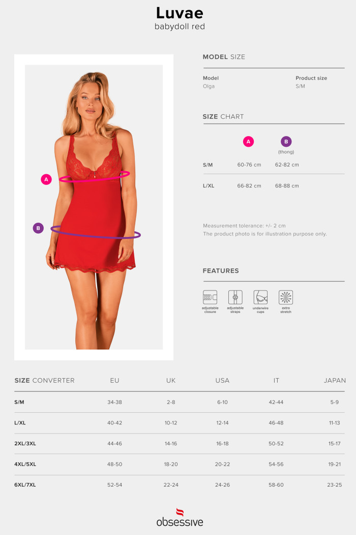 Комбінація з трусиками Obsessive Luvae babydoll