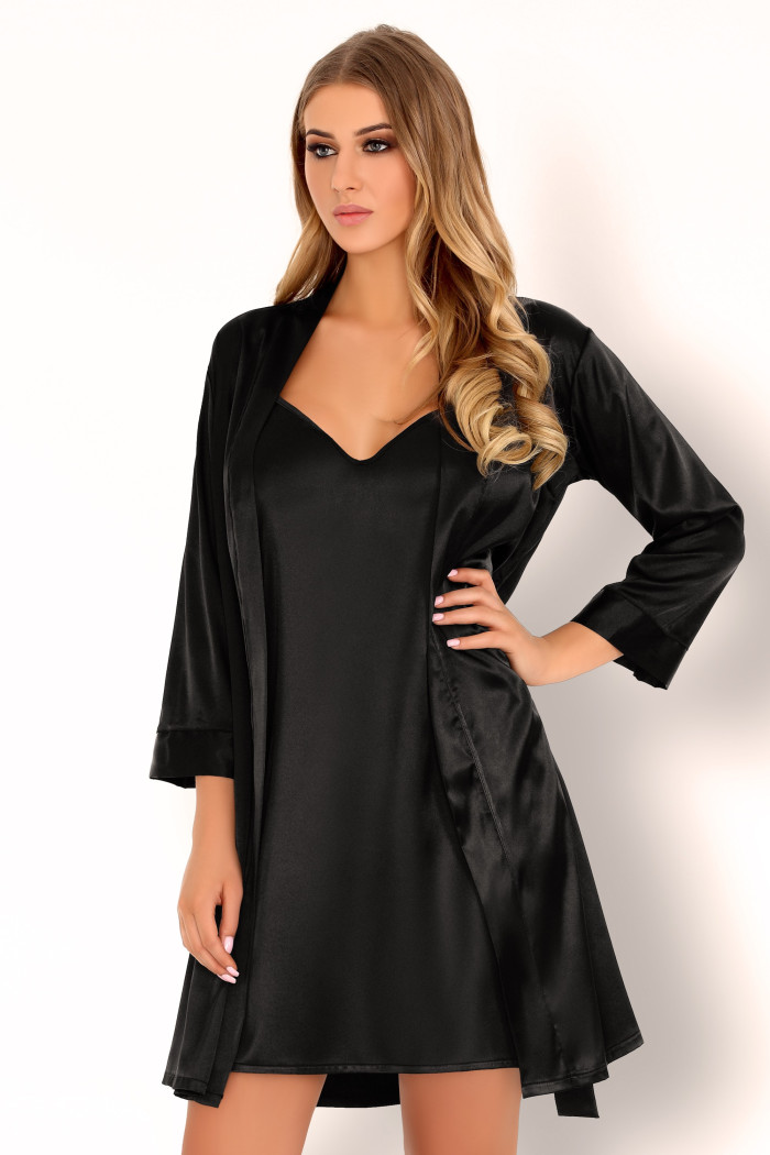 Халатик атласний Livia Corsetti Edelina Black