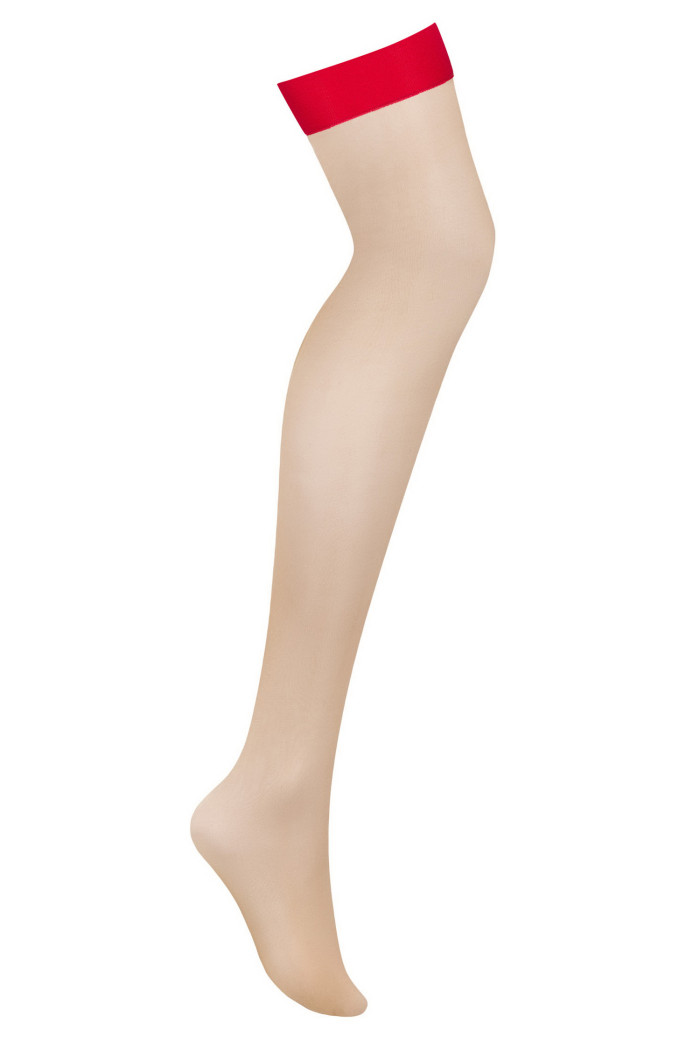 Чулки прозрачные под пояс Obsessive S814 Red