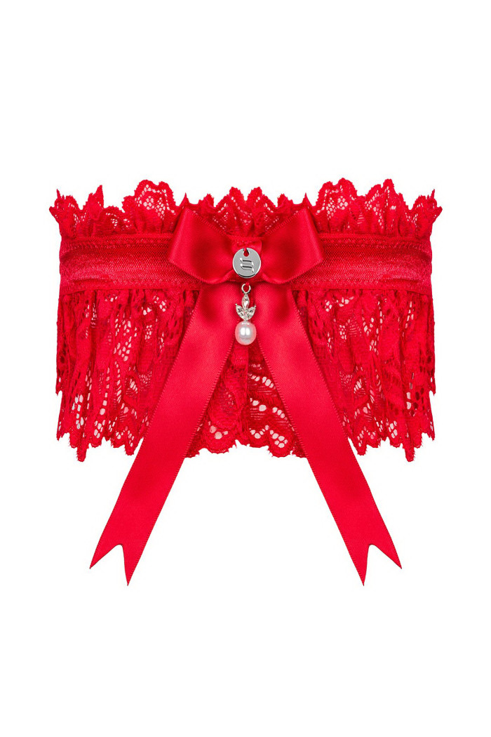 Підв'язка на ногу червона з бантиком Obsessive Amor Cherris