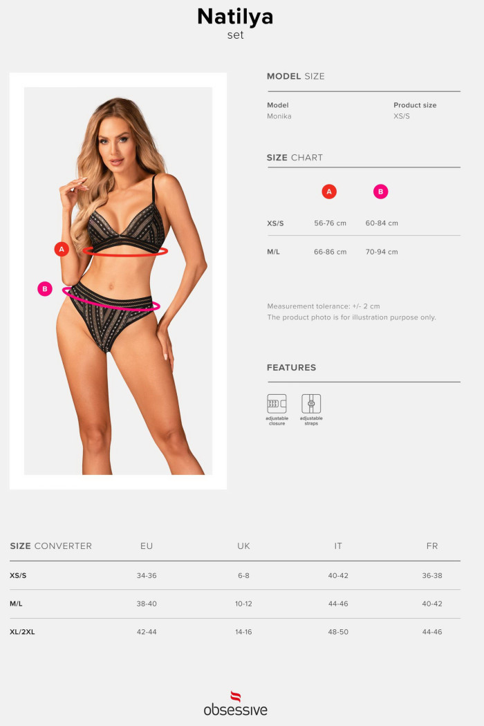 Комплект білизни мереживний Obsessive Natilya set