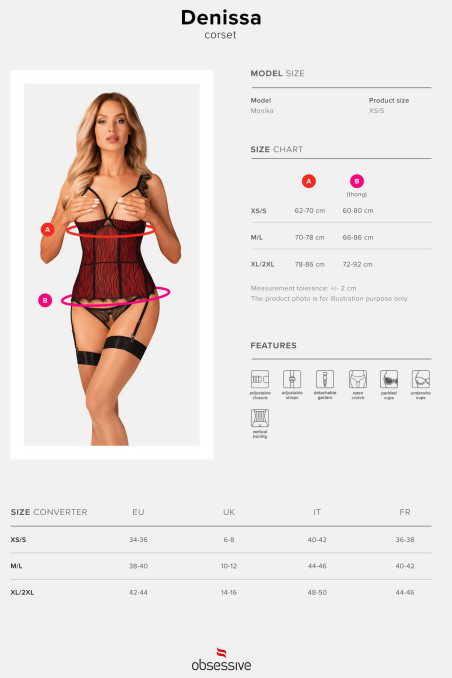 Корсет с открытым бюстом и трусиками Obsessive Denissa corset