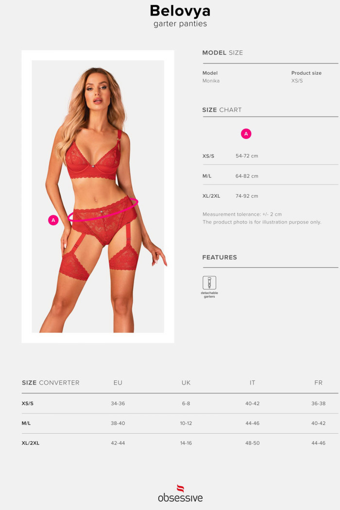 Трусики с подвязками Obsessive Belovya