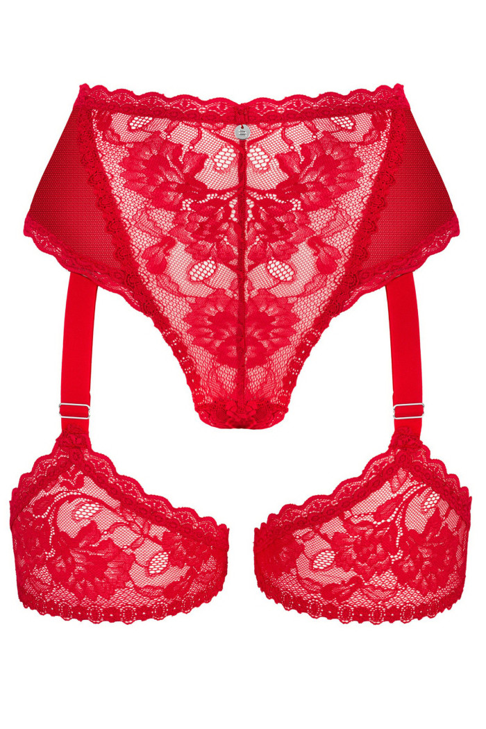 Трусики с подвязками Obsessive Belovya