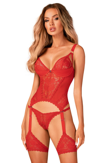 Корсет з трусиками та під'язками Obsessive Belovya corset
