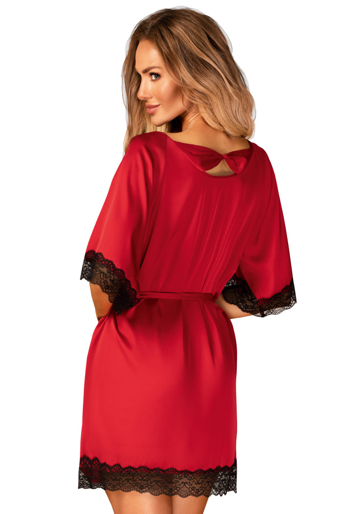 Халатик-пеньюар з мереживом Obsessive Sensuelia Red