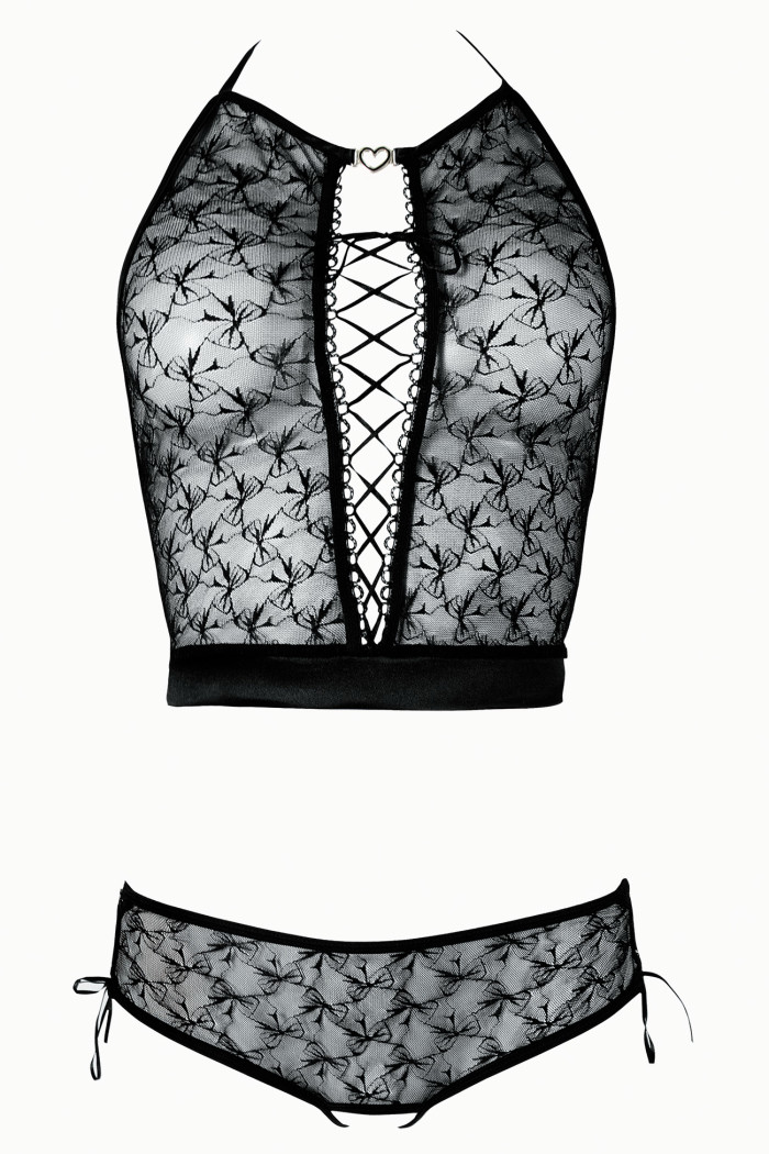 Комплект кружевной с открытыми трусиками Anais Cristal