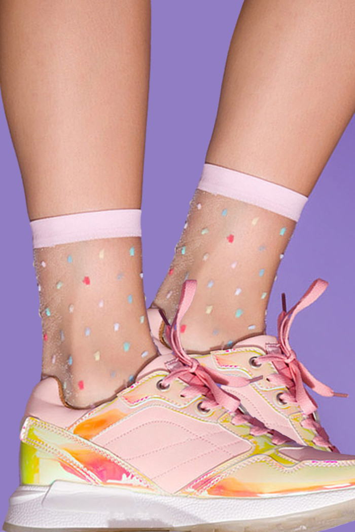 Носочки женские прозрачные в цветной горошек Gabriella Gigi