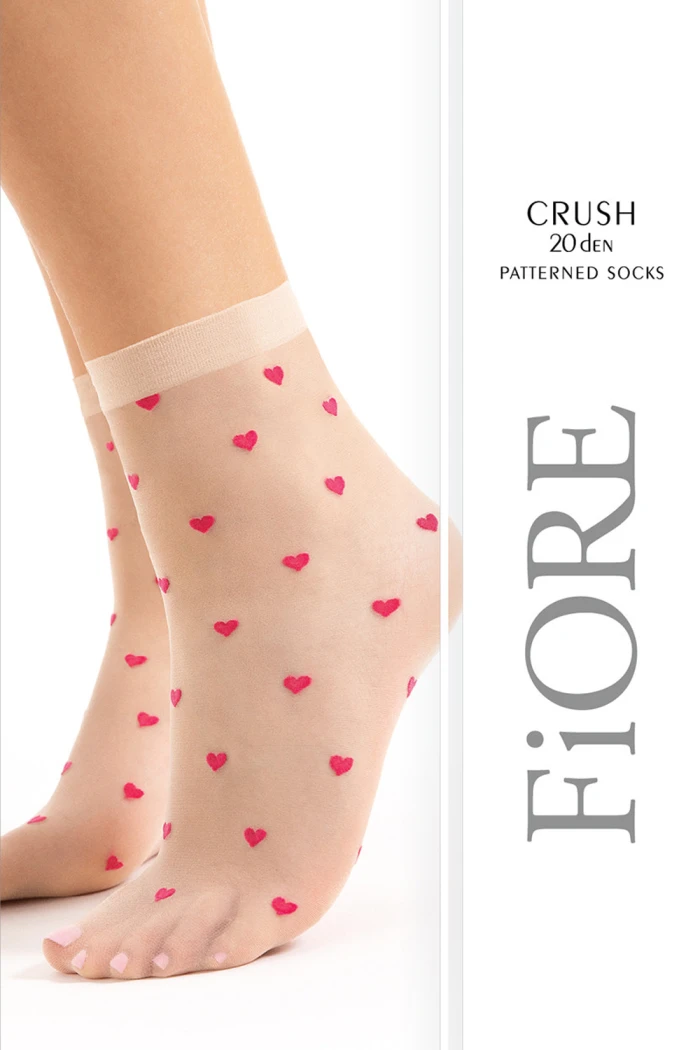 Шкарпетки прозорі з принтом "Сердечки" Fiore CRUSH 20d