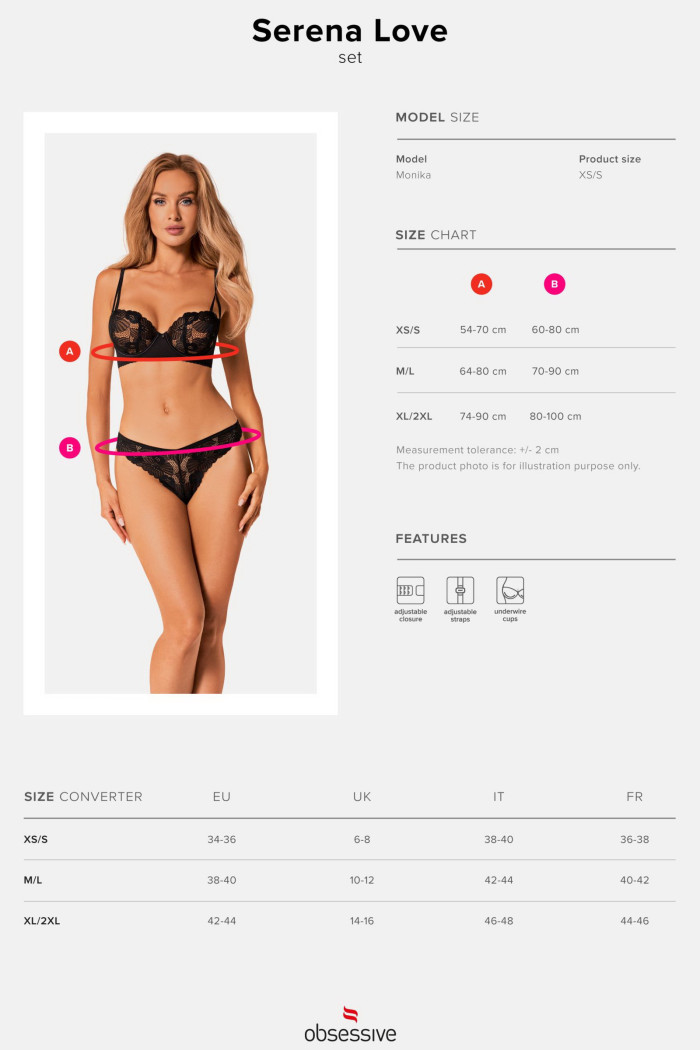 Комплект белья кружевной Obsessive Serena Love set