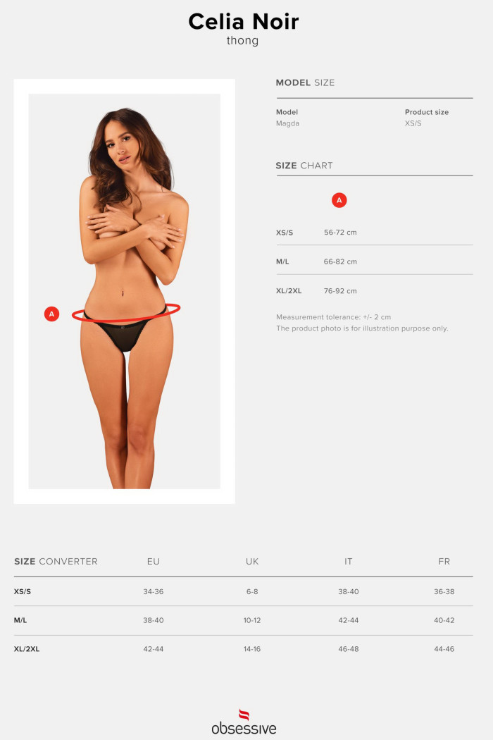 Стрінги з ажурною вставкою Obsessive Celia Noir