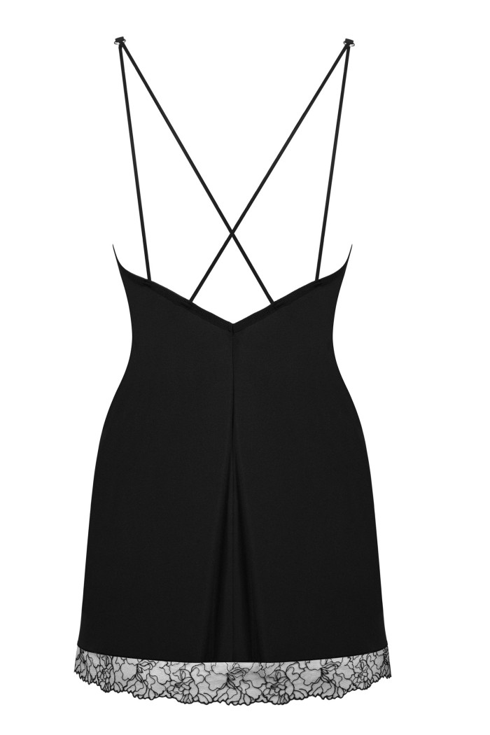 Комбінація сатинова з трусиками Obsessive Bella Rou chemise