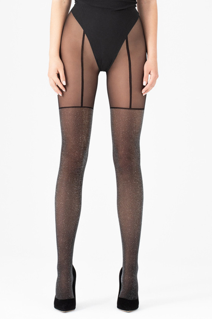 Колготки з імітацією панчіх з люрексом Fiore Stardust 20d