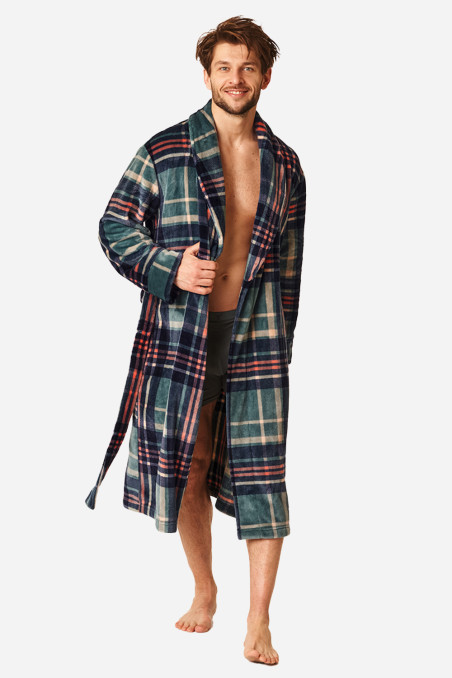 Халат мужской теплый в клетку Key MGL 476 B21
