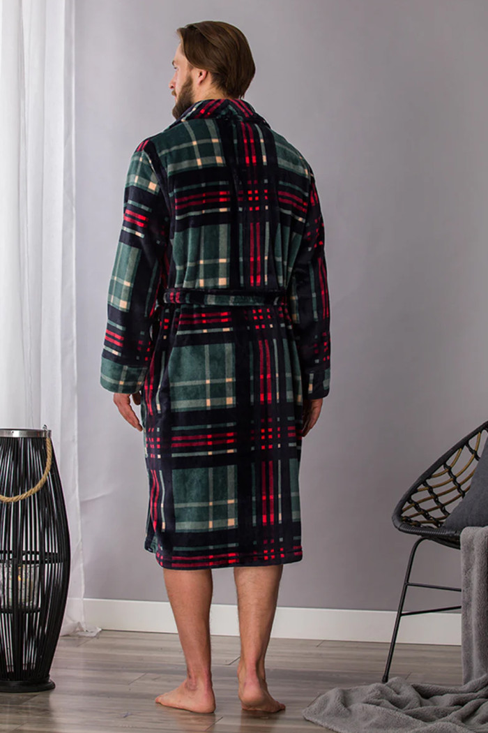Халат мужской теплый в клетку Key MGL 476 B21