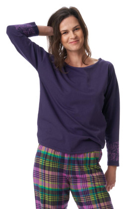 Піжама жіноча зі фланелевими штанами в клітку Key LNS 410 B23
