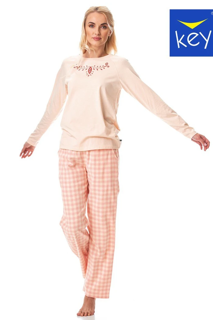 Пижама женская со фланелевыми штанами в клетку Key LNS 447 B23