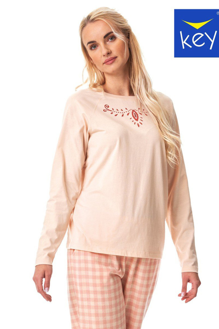 Пижама женская со фланелевыми штанами в клетку Key LNS 447 B23